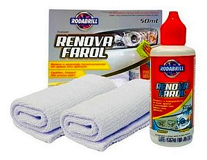 RENOVADOR DE FAROL RODABRILL ( FRASCO 50ML + 2 PANOS MICROFIBRA ) (CX-12 UNI.)