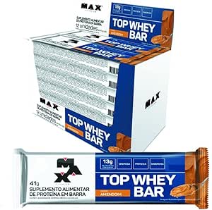 BARRA TOP WHEY BAR AMENDOIM 41G C/12 MAX TITANIUM