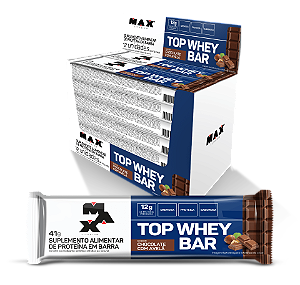 BARRA TOP WHEY BAR CHOCOLATE COM AVELA 41G C/12 MAX TITANIUM