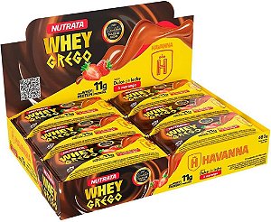 BARRA WHEY GREGO DULCE DE LECHE E MORANGO HAVANNA NUTRATA 40G C/12
