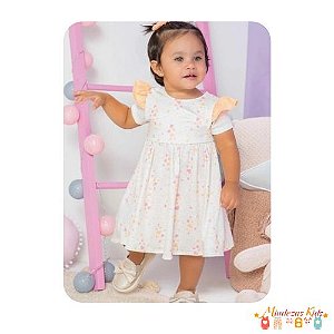 Vestido em malha linho creponada e tapa fralda em meia malha Infanti baby