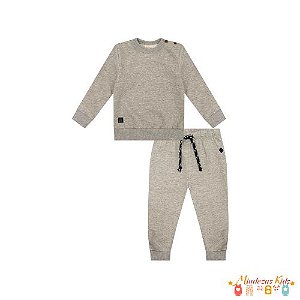 Conjunto de blusão e calça em moletom com pelúcia Luc.boo