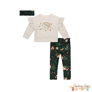 Conjunto de Blusão em Moletom com Pelucia e Legging em Malha Comfy Infanti