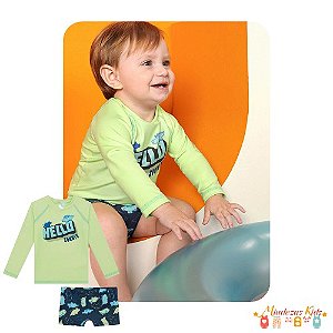 Conjunto de camiseta e sunga em malha UV 50+ Luc.boo Hello Summer