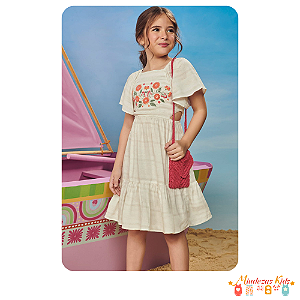 Vestido em viscose listra linen Infanti