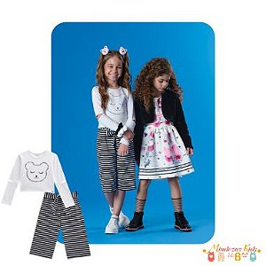 Conjunto Cropped Ursinho e Calça Pantacourt Le Petit Kukiê