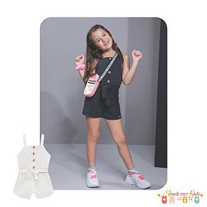 Macaquinho em malha canelada botone Le Petit Kukie