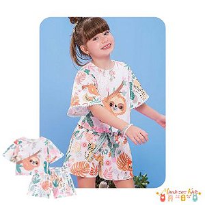 Conjunto Blusa cropped e shorts em cotton fresh Le Petit Kukie blk