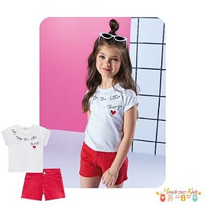 Conjunto Blusa em meia malha e shorts em sarja Infanti blk24k