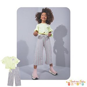 Conjunto Blusa Boxy e Pantacourt Neon Le Petit Kukie