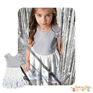 Vestido em bengaline lurex e super cetim Infanti