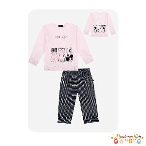Conjunto de blusão em molecotton e calça em malha canelada Infanti blk23k