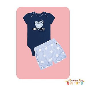 Conjunto de body em cotton e short em tricoline estampado Açucena blk23k