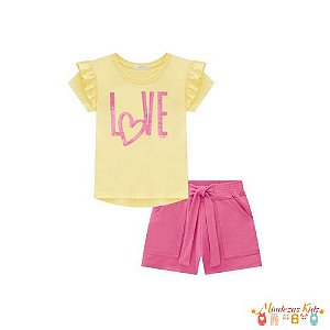 Conjunto de Blusa em Meia Malha e Shorts em Molevisco Infanti blk23k