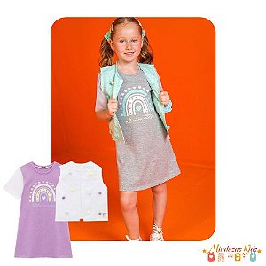 Vestido em meia malha e colete em sarja Kukiê blk23k