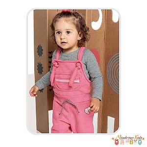 Conjunto de Jardineira em Moletom Felpado e Blusa em Cotton Angerô BLK24