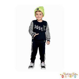 Conjunto de blusão e calça em moletom felpado Angerô BLK24