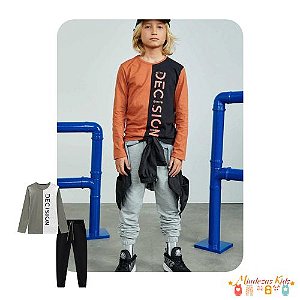 Conjunto de Camiseta em Meia Malha Flamê e Calça Jogger em Moletom sem Pelúcia Johnny Fox