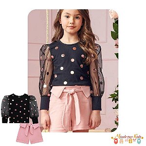 Conjunto de blusa boxy comfy e saia midi Infanti BLK24