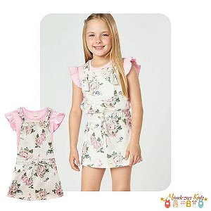 Conjunto de blusa em canelado capri e salopete em molecotton Infanti