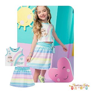 Conjunto cropped e short saia Kukiê