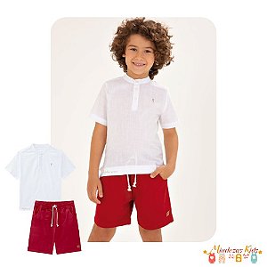 Conjunto de bata em linho leve e bermuda em sarja paper com elastano Onda Marinha