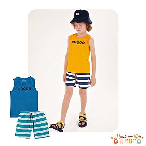 Conjunto de regata e bermuda em nylon Onda Marinha