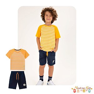 Conjunto de camiseta listrada e bermuda Onda Marinha