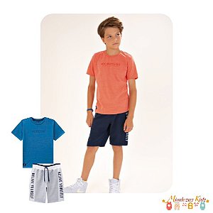 Conjunto camiseta em malha P.A e  bermuda em moletom Onda Marinha