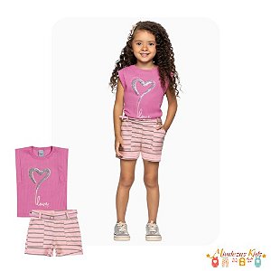 Conjunto de blusa e shorts em moletinho viena Angerô - BLK24