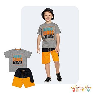 Conjunto de blusa em malha e bermuda em tactel Angerô - BLK24