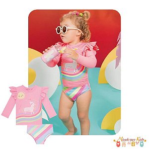 Conjunto de blusa e calcinha em malha com proteção UV 50+ Kukie Beachwear