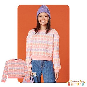 Blusão boxy em pelo carneirinho Vic&Vicky Heart BLK24