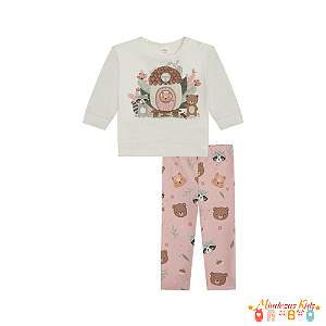 Conjunto de blusão alongado e legging em molecotton Kukiê