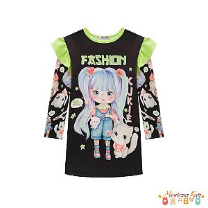 Vestido em fly tech Kukiê Fashion BLK24