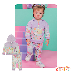 Conjunto de blusão e calça em moletom 3 cabos Kukiê