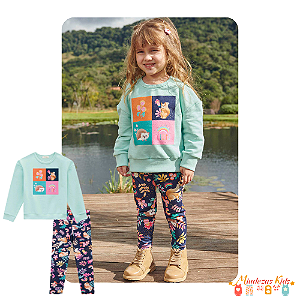 Conjunto de blusão em moletom e legging em molecotton Kukiê