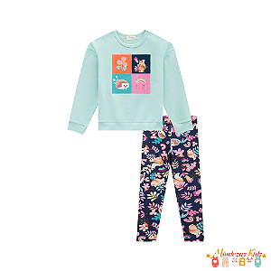 Conjunto de blusão em moletom e legging em molecotton Kukiê