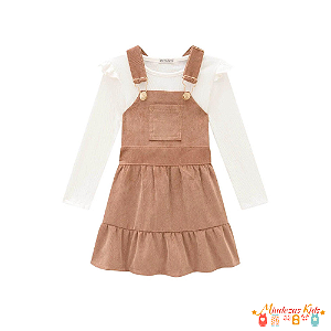 Conjunto de blusa em malha wave e salopete em veludo cotelê Infanti