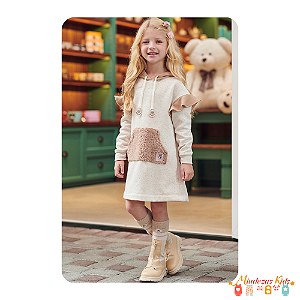 Vestido em moletom com pelúcia Kukiê Teddy
