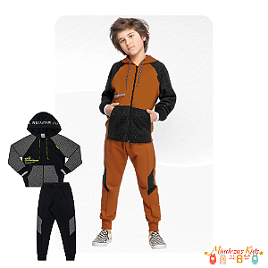 Conjunto de jaqueta e calça em moletom felpado Angerô