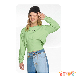Conjunto de blusas cropped em moletom felpado e ribana comforty Angero