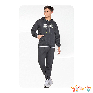 Conjunto de blusão e calça em moletom felpado Angero BLK24
