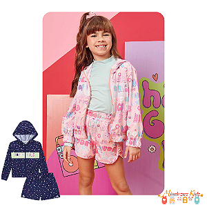 Conjunto de jaqueta corta vento e shorts em nylon Infanti