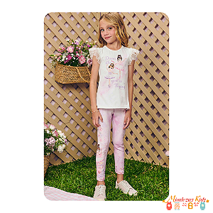 Conjunto de blusa alongada em cotton e tule com legging em fly tech Infanti Princess