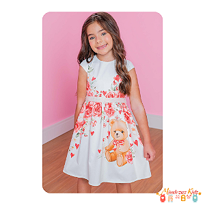 Vestido Ursa em Super Cetim Infanti