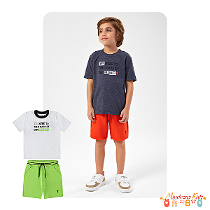 Conjunto de camiseta e bermuda Onda Marinha Planet