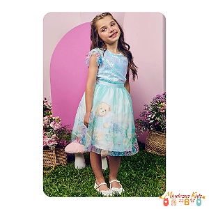 Vestido em paetê e tule Infanti Festa