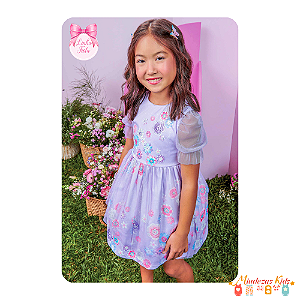 Vestido em super cetim e tule Infanti Festa
