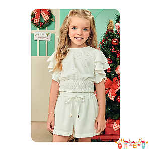 Conjunto de blusa boxy e shorts air flow branco Infanti